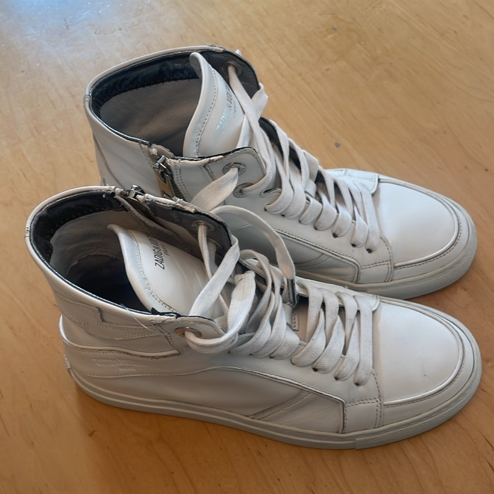 Zadig and Voltaire High Flash Leather Sneakers Size 37